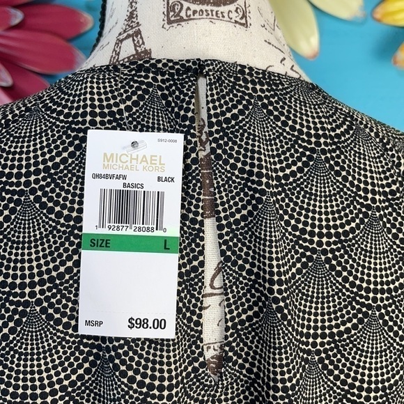 Michael Kors Textured Black Long-Sleeve Blouse w/ Seashell Print Top | Large - Picture 6 of 15
